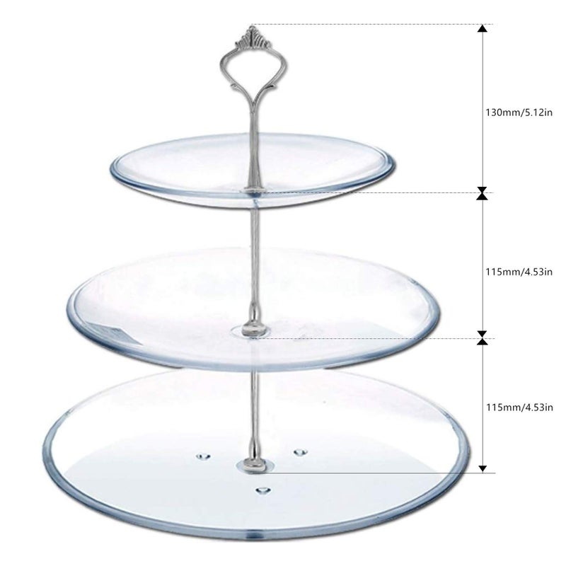 Happy Will 3 Tier Cake Stand Hardware Kits Heavy Duty for Tiered Fruit Cake Plate Stand Stable Handle Fitting Hardware Rod Cupcake Holder Support Silver Crown 5 Setsï¼ˆPlate not Includedï¼‰ - Image 3